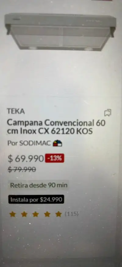 Campana extractora Teka gris 60cm - miniatura 6