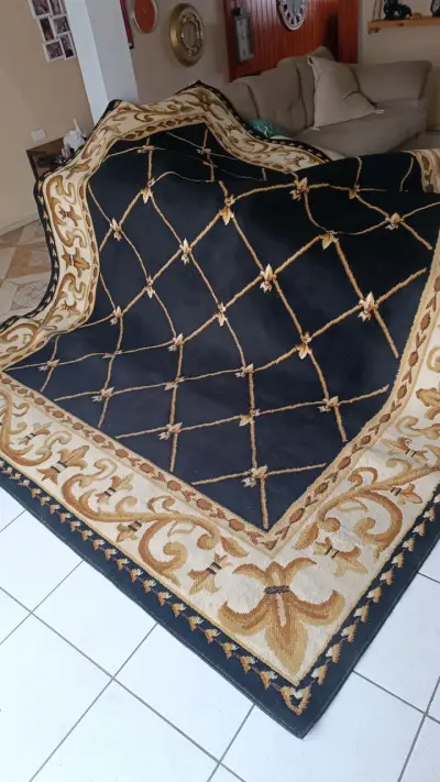 Alfombra Kashanking Anteprugs negra y beige - miniatura 2