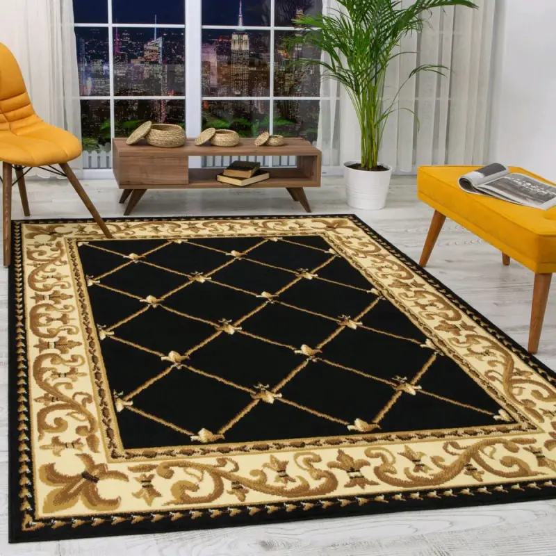 Alfombra Kashanking Anteprugs negra y beige - 5