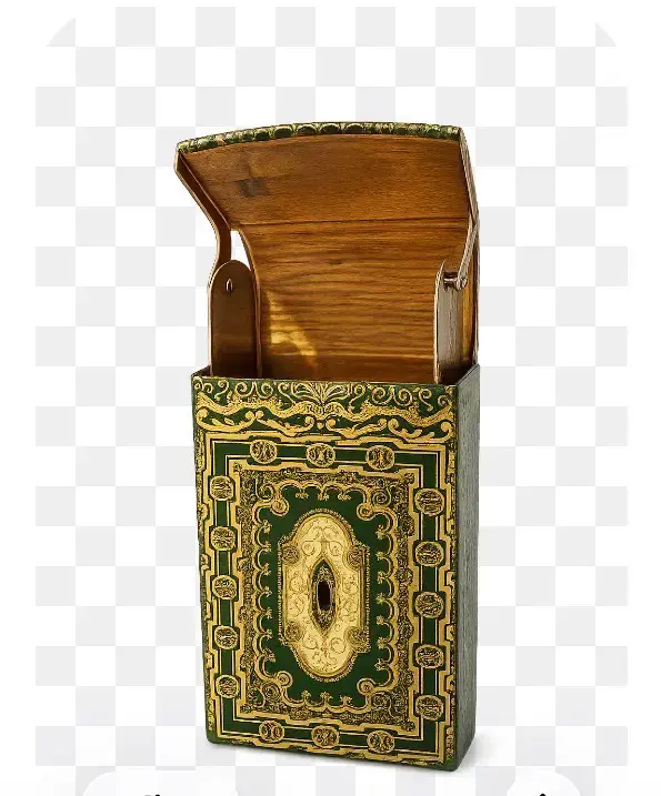 Cigarrera decorativa vintage verde - 4