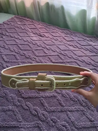 Cinturón de huaso cuero beige con talabarteria - miniatura 2