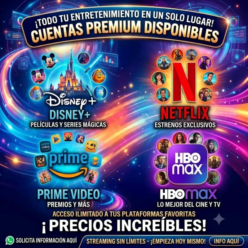 Cuentas Premium de Streaming Disney+ entre otros