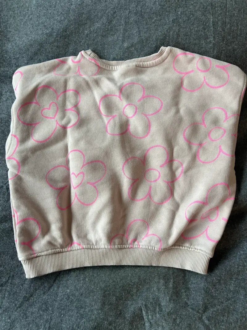 Polerón infantil beige con flores rosas Zara - 2