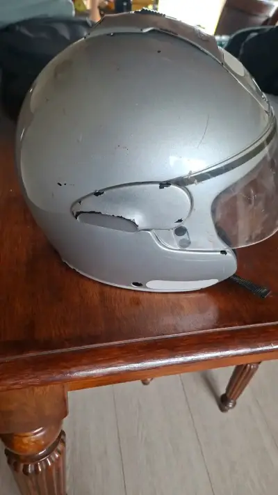 Casco de moto gris Grex con visera - miniatura 2