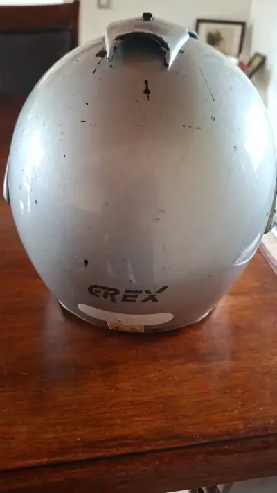 Casco de moto gris Grex con visera - miniatura 3