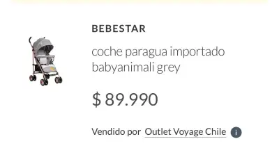 Coche Paragua Bebestar Babyanimali Grey - miniatura 2