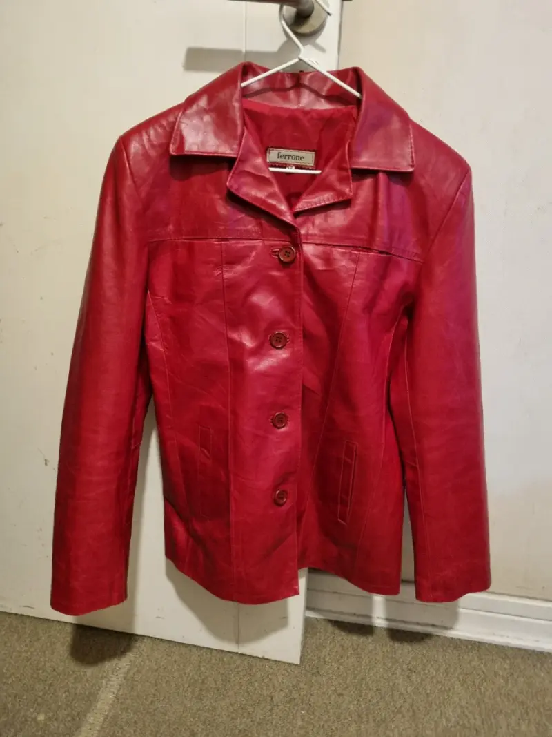 Chaqueta de cuero roja Ferrone para mujer - 1