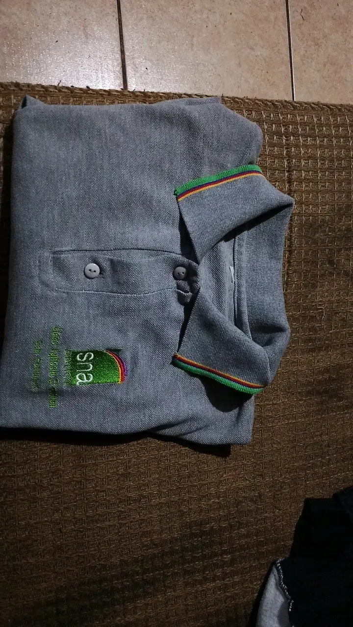 Polera polo gris con logo bordado