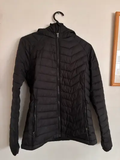 Parka acolchada negra Columbia con capucha - miniatura 1