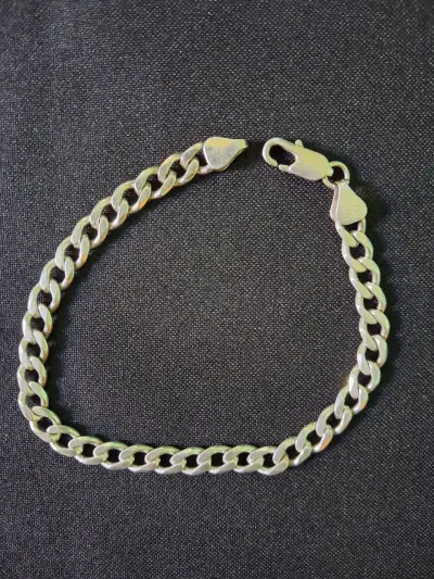 Pulsera de plata estilo cadena gruesa - miniatura 2