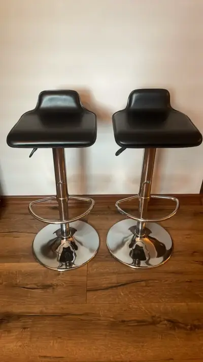 Set de 2 sillas de bar ajustables negras - miniatura 1
