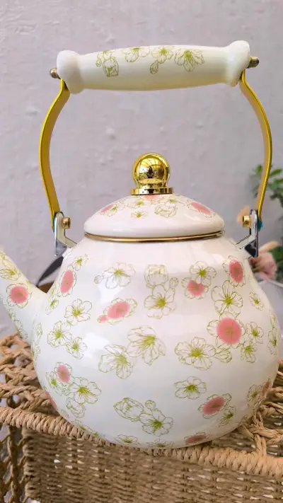 Tetera de cerámica con diseño floral vintage - miniatura 2