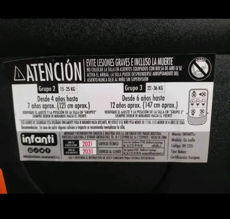 Silla de Auto Infanti Roja y Negra - 5
