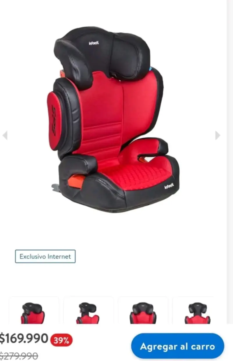 Silla de Auto Infanti Roja y Negra - 6