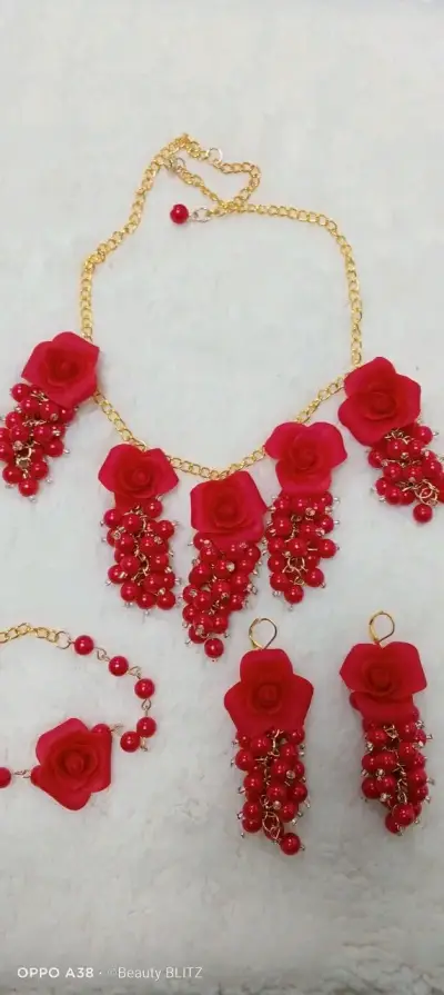 Set de joyería floral en colores vibrantes - miniatura 1