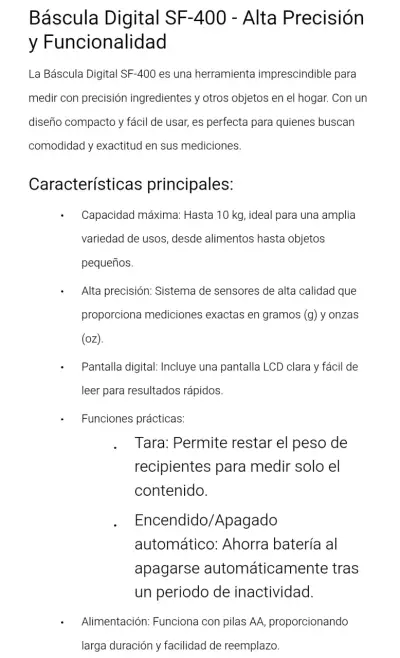 Báscula Digital SF-400 Alta Precisión - miniatura 4