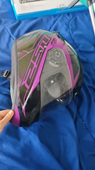 Casco de moto LS2 negro y morado talla M - miniatura 2