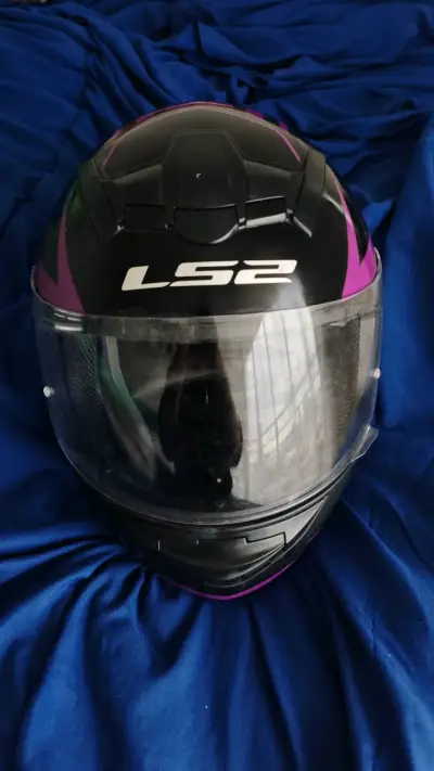 Casco de moto LS2 negro y morado talla M - miniatura 3