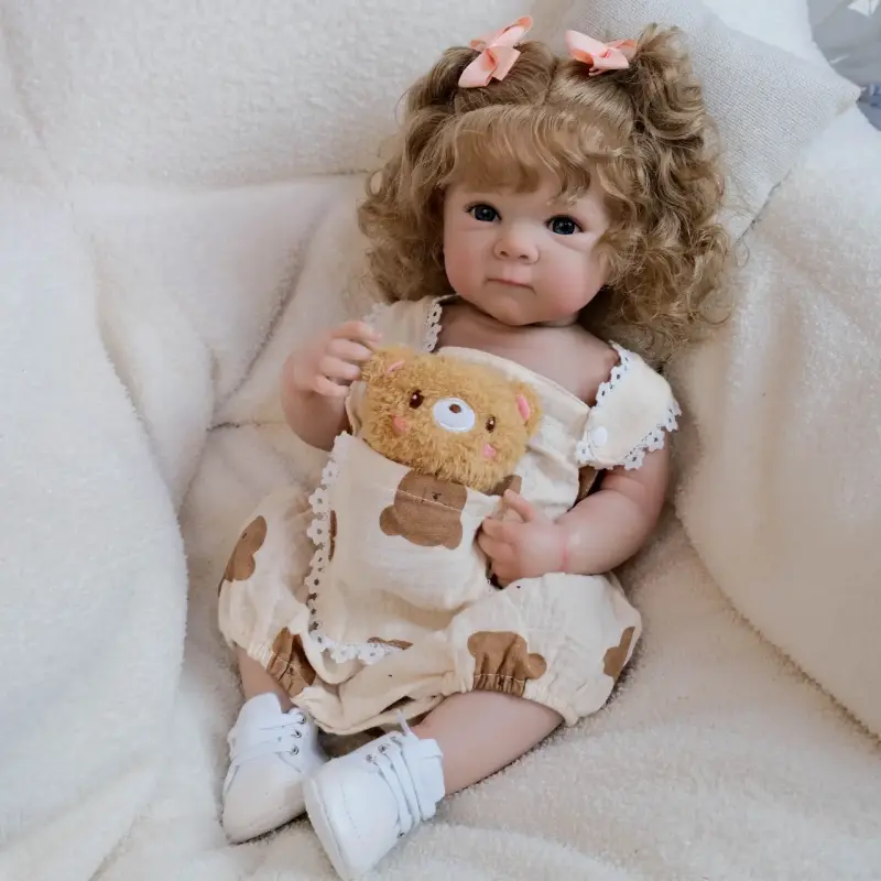 Muñeca Reborn de Vinilo con Vestido de Osito - 4