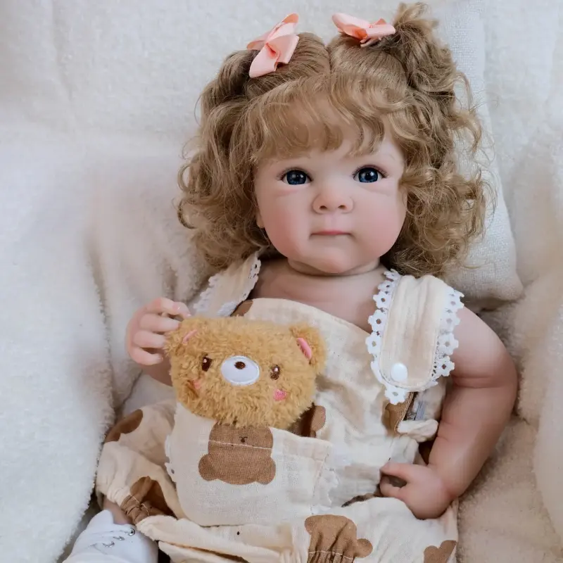 Muñeca Reborn de Vinilo con Vestido de Osito - 5
