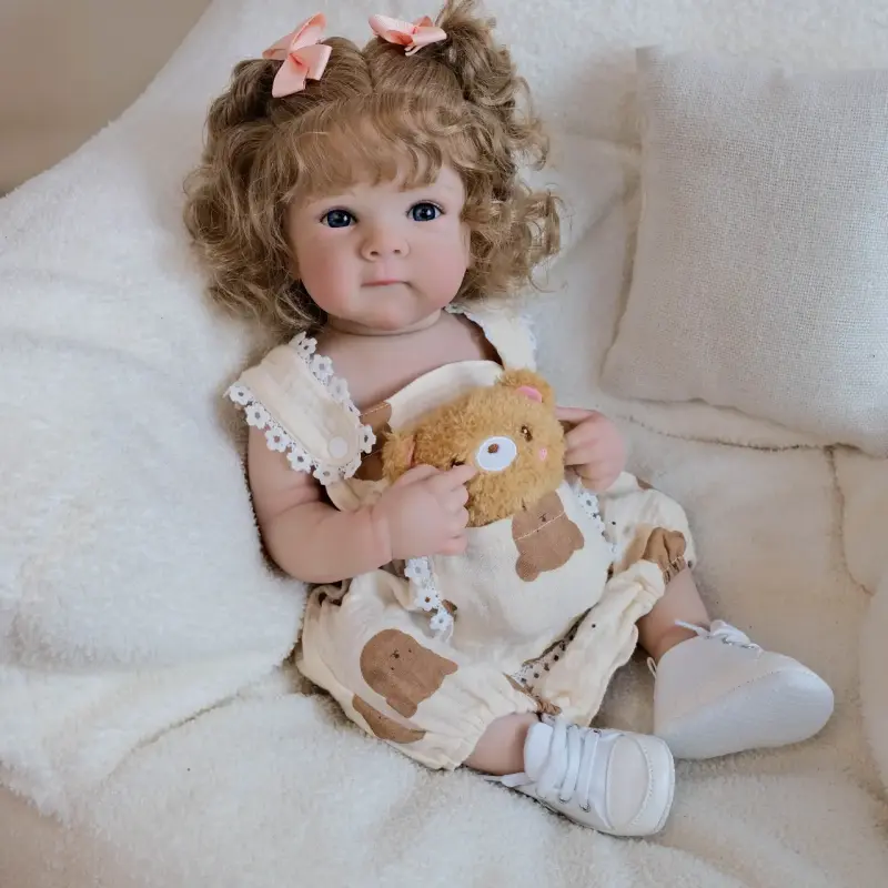 Muñeca Reborn de Vinilo con Vestido de Osito - 6