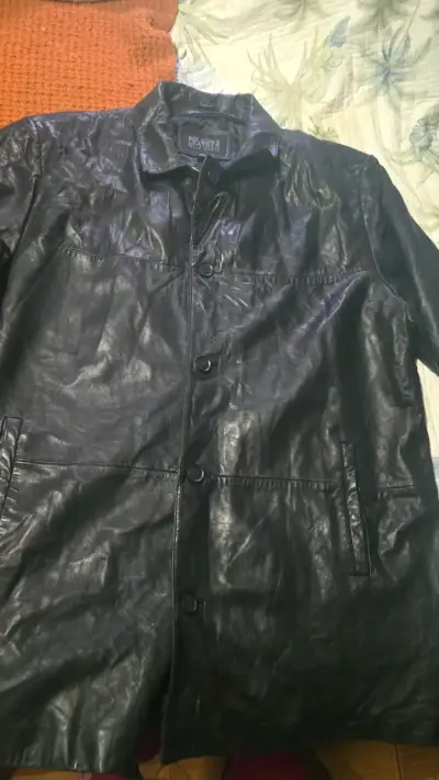 Abrigo de cuero negro Wilsons Leather para hombre - miniatura 1
