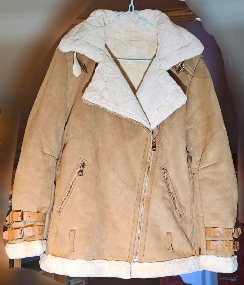 Chaqueta de gamuza con forro de lana beige - 2