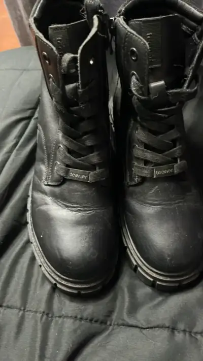 Botas negras de cuero para mujer Teener - miniatura 3