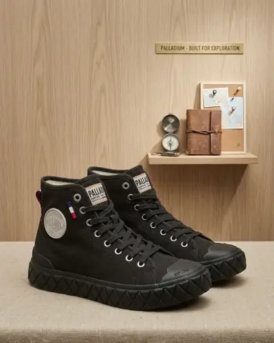 Zapatillas altas negras Palladium de lona - miniatura 1