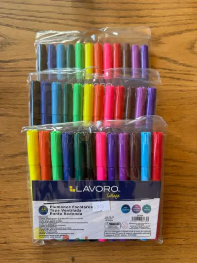 Pack x3 Set de Plumones Escolares 12 Colores - miniatura 2