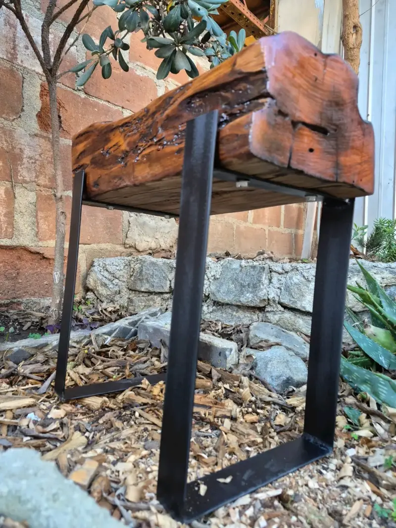 Banco rústico de madera y metal para jardín - 5