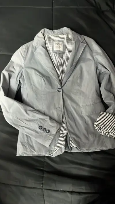 Blazer gris de mujer Esprit con forro a rayas - miniatura 1