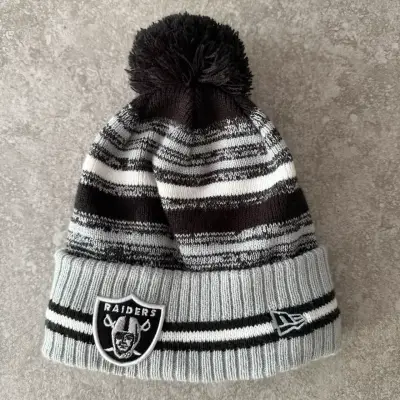 Gorro New Era Raiders NFL Pompon Gris y Negro - miniatura 1
