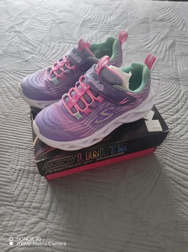 Zapatillas Skechers S Lights Niña Moradas - 1
