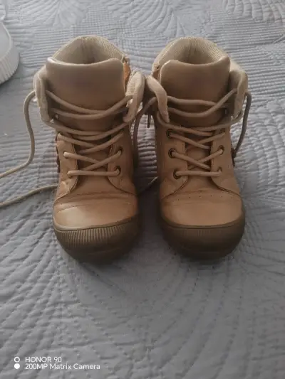 Botines de cuero para niños color beige - miniatura 1