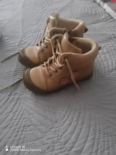 Botines de cuero para niños color beige - miniatura 2