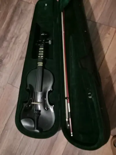 Violín negro con estuche y arco - miniatura 3