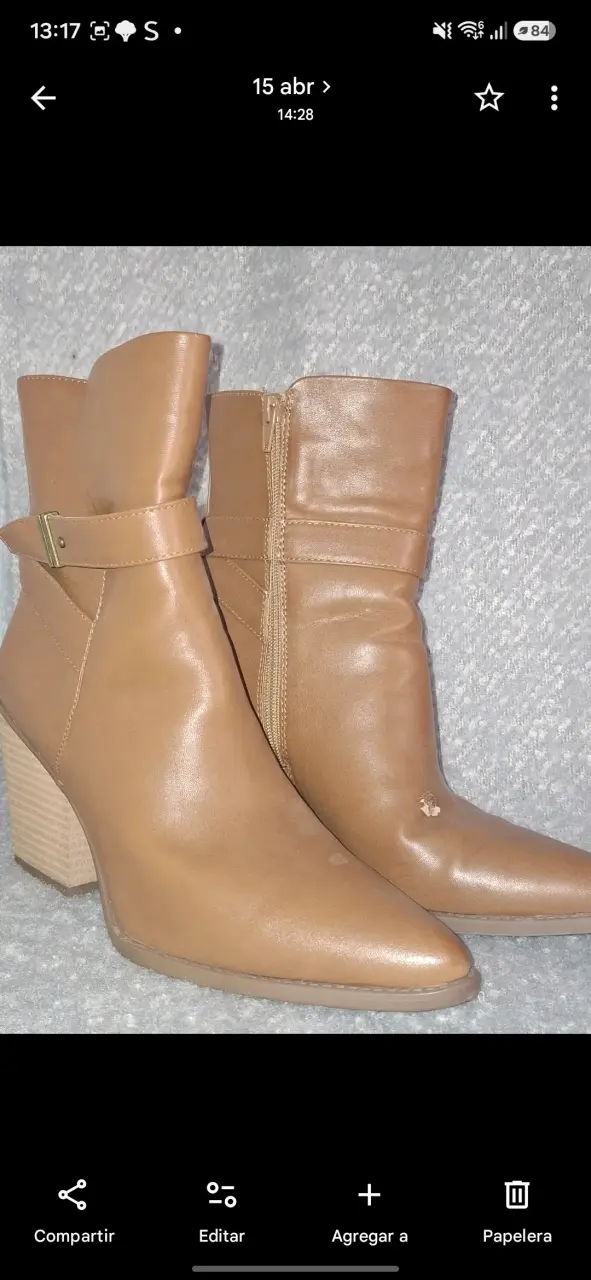 Botines de cuero marrón con tacón grueso - 2