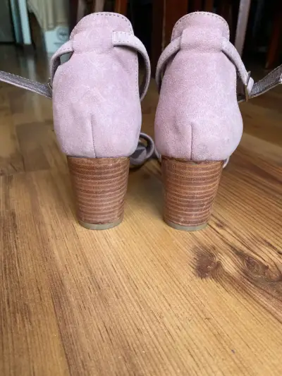 Sandalias de tacón grueso color palo de rosa - miniatura 5