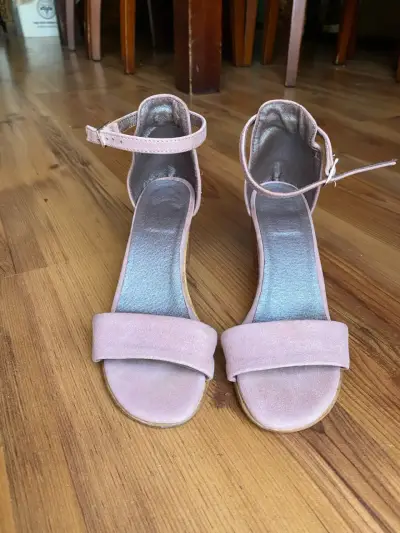 Sandalias de tacón grueso color palo de rosa - miniatura 6