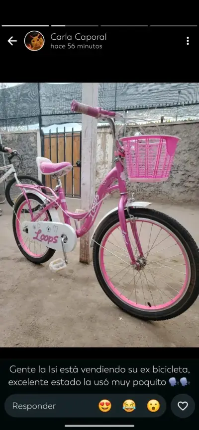 Bicicleta infantil rosa con canasto Loops - miniatura 2