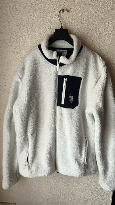 Chaqueta polar blanca U.S. Polo Assn con bolsillo - miniatura 1