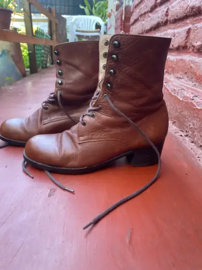 Botines de cuero marrón para mujer - miniatura 1