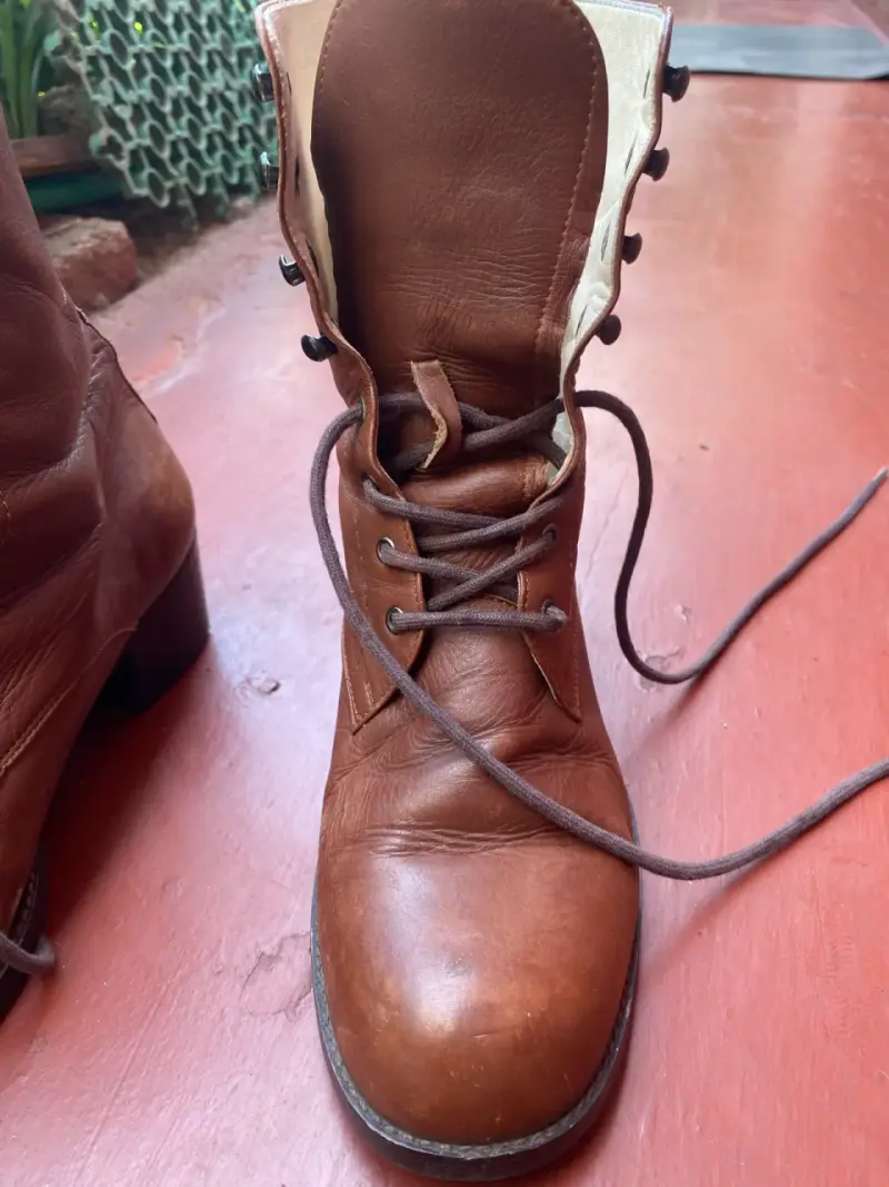 Botines de cuero marrón para mujer - 5