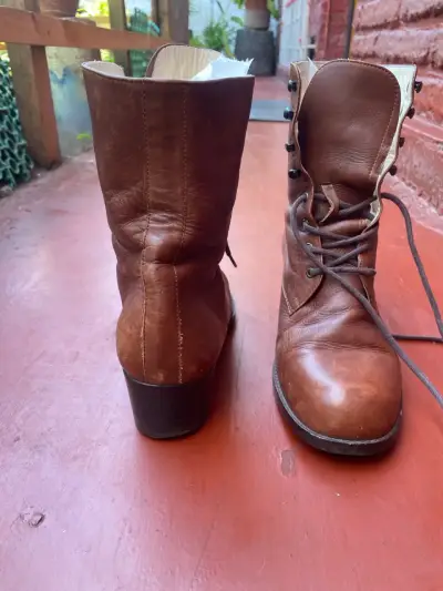 Botines de cuero marrón para mujer - miniatura 6