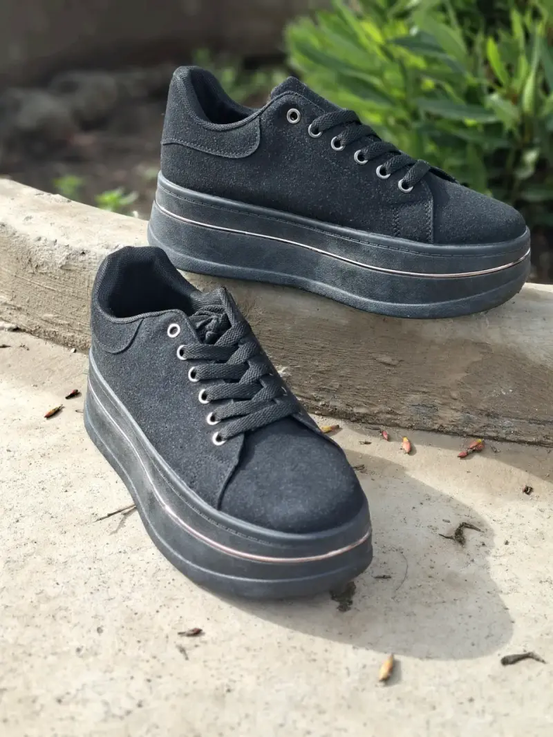 Zapatillas plataforma negras para mujer - 4