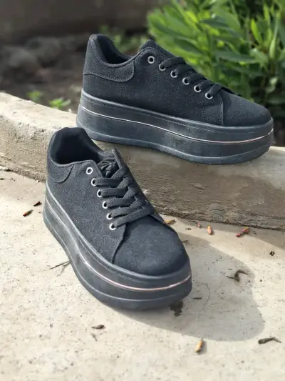 Zapatillas plataforma negras para mujer - miniatura 4