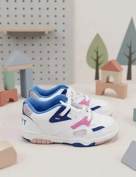 Zapatillas deportivas infantiles blancas con diseño colorido - 2