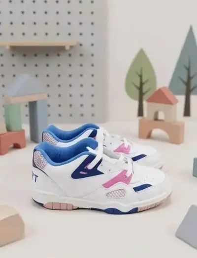 Zapatillas deportivas infantiles blancas con diseño colorido - miniatura 2