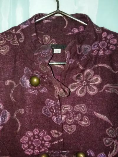 Abrigo vintage floral de lana para mujer - miniatura 2